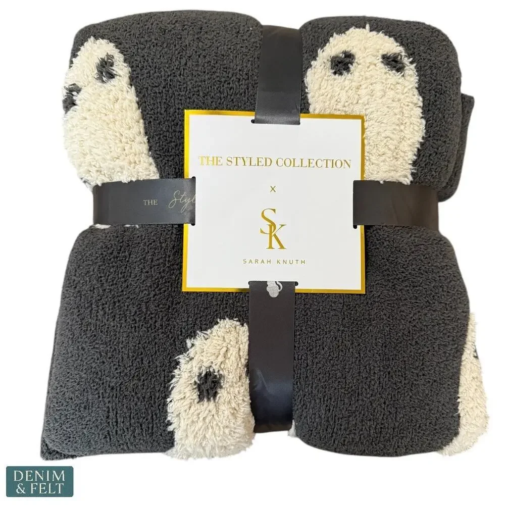 Styled‎ Collection x Sarah Knuth Ghost Throw Blanket Gray Halloween Decor NEW